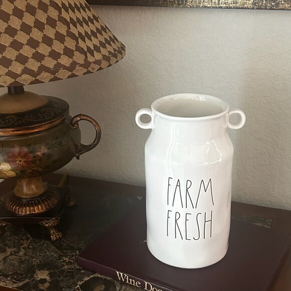 New Discontinued Rae Dunn Artisan Farm Fresh Milk Pitcher Jug Vase 9.5” - Picture 3 of 11